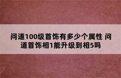 问道100级首饰有多少个属性 问道首饰相1能升级到相5吗